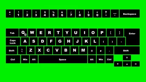 Animated keyboard.Line of keys,comes from up. Video stock 86605698
