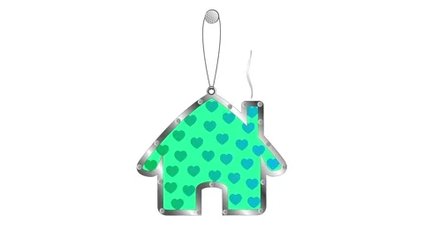 Animated keychain house on a white background. Buying a home. Stock Footage 146846411