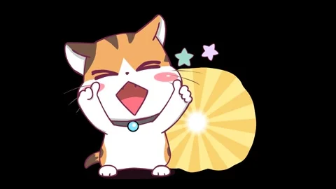 Animated Kitten Giving Thumbs Up Transparent Background Stock Footage 282780296