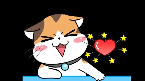 Animated Kitten Happily Slapping the Table-Transparent Background Stock Footage 282772635