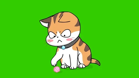 Animated Kitten Playing with a Paper Ball Green Screen Stock Footage 282772359