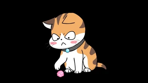 Animated Kitten Playing with a Paper Ball    - Transparent Background Stock Footage 282772364