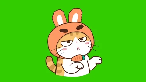 Animated Kitten Posing for What - Green Screen Stock Footage 282784978