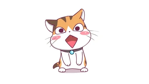 Animated Kitten Standing and Smiling Stock Footage 282780323