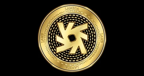 Animated Lambda (LAMB) cryptocurrency gold coin Stock Footage 102290856