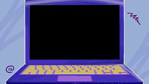 Animated laptop computer with blank screen for digital marketing presentation Stock Footage 347761370
