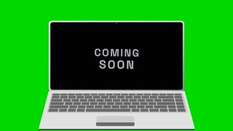 Animated Laptop Displaying Coming Soon Text Green Screen 4K Stock Footage 336826332