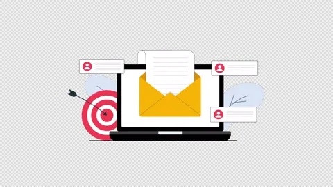 Animated Laptop with Envelope and Target. Online Promotion Video - Transparent 스톡 동영상 337309767
