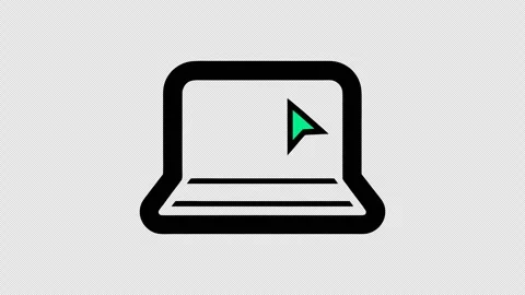 Animated Laptop Line Icon with Cursor on Transparent Background Vídeos de archivo 337376444