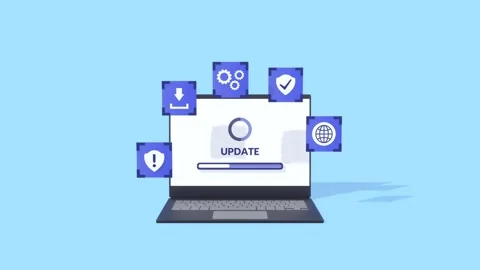 Animated Laptop with Progress Bar for System Updates, Feature Installation. Stock Footage 311622267