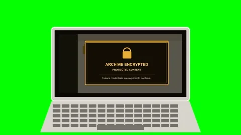 Animated laptop screen showing encrypted archive warning Stock-Footage 346926497