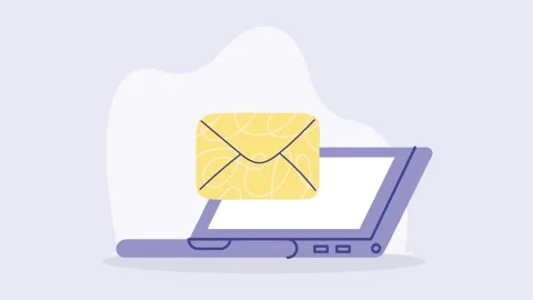 Animated laptop screen showing receiving email notification for business co.. Stock Footage 338426641