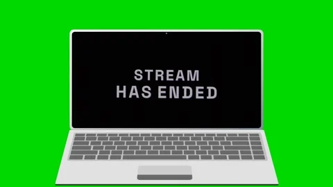 Animated laptop screen showing stream has ended message 4K Stock Footage 336826334
