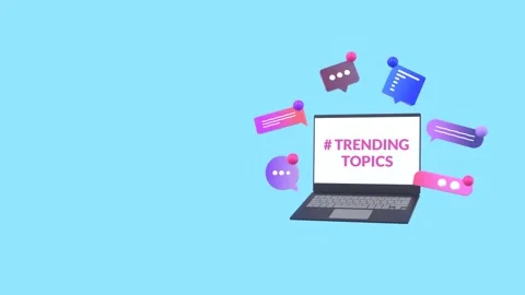 Animated Laptop with Speech Bubbles and Copy Space. Online Chat and Trends. Stock Footage 311620288