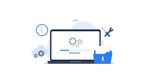 Animated Laptop with Updating Progress Bar. System Update, Software Update Stock Footage 337385864