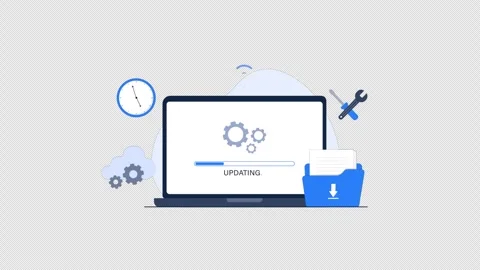 Animated Laptop with Updating Progress Bar. System Update Video - Transparent 스톡 동영상 337385914