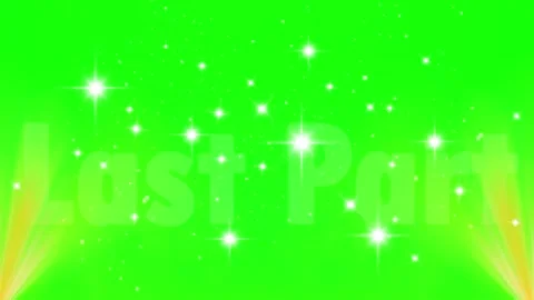 Animated last part text overlay with sparkling light effects on green background Stock Footage 338381933
