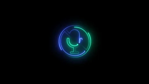 Animated leon line microphone icon on background concept Video stock 263965886