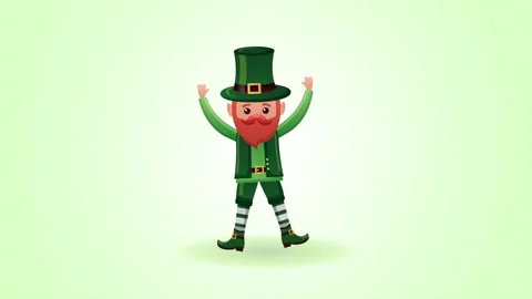 Animated leprechaun character dancing with hands up for st patricks day cel.. Stock Footage 338318730