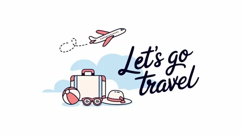 Animated Let's Go Travel Vector Graphic with Luggage and Airplane Video stock 338019038