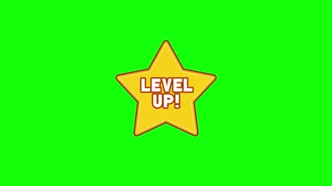 Animated level up star with text on green screen for gaming and achievement.. 库存影片 344851528