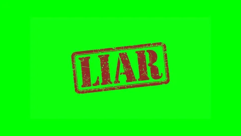 Animated "LIAR" red text rubber stamp seal green screen video Stock Footage 303229883