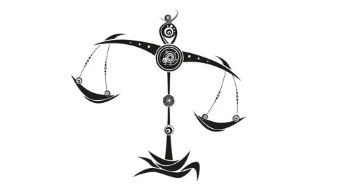 Animated libra swinging horoscope creative zodiac sign or logo Stock Footage 147503121