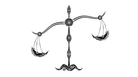 Animated libra swinging horoscope creative zodiac sign or logo Stock Footage 147505910