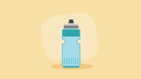 Animated light blue reusable plastic water bottle for sports hydration isol.. Stock Footage 339072267
