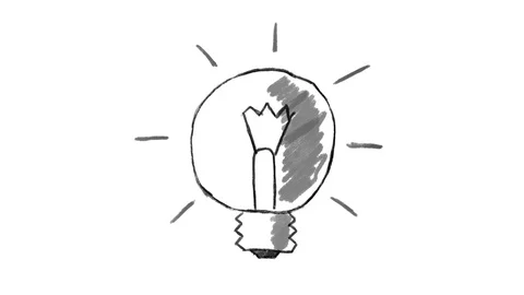 Animated light bulb, chalk stroke on white background, ideal for compositing Stock Footage 102325494