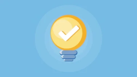 Animated light bulb with check mark symbol representing creative problem so.. Stock Footage 339066308