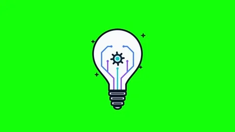 Animated light bulb with digital circuitry on green screen for tech innovat.. Stock Footage 344855362