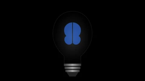 Animated light bulb with glowing brain inside concept Stock-Footage 345285643