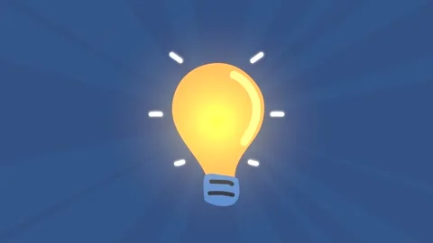 Animated light bulb glowing with bright rays on blue background for creativ.. Stock Footage 339266378