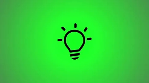 Animated light bulb icon on a green screen background with glowing effect, .. Stock Footage 346490819