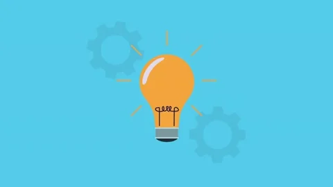 Animated light bulb icon with rotating mechanical gears representing busine.. 库存影片 339267395