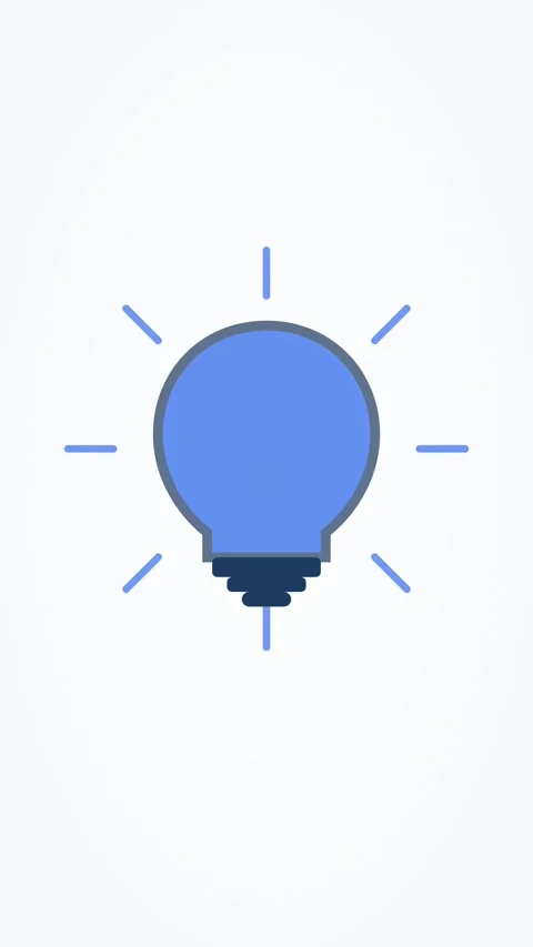 Animated light bulb idea icon glowing, vertical 9:16 seamless loop HD motion Stock Footage 345160861