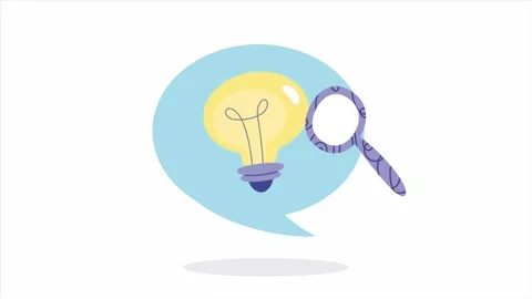 Animated light bulb with a magnifying glass inside a speech bubble represen.. Stock Footage 339215660
