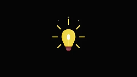 Animated light bulb switching on and off to represent an idea. 4K 스톡 동영상 344846140
