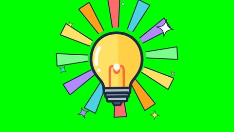 Animated Light Bulb Turning On Over Green Screen Stock Footage 348191692