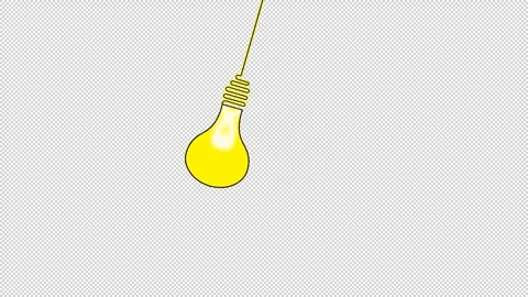 Animated light bulb weighing and swinging from above, turning on. Stock Footage 276228091