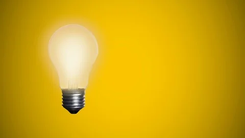 Animated Light Bulb On A Yellow Backgrou 