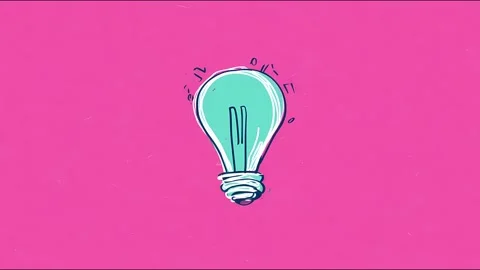 Animated light bulbs pulsating in handdrawn stopmotion loop on pink backgroun Stock Footage 316123754