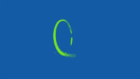 Animated light green liquid stroke circle motion graphic on blue background loop Stock Footage 331915733
