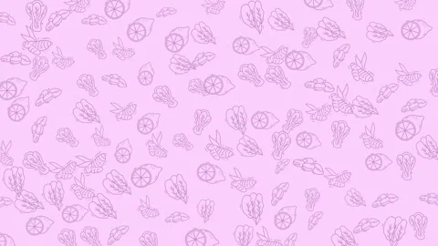 Animated light pink background with line art illustrations of fresh healthy.. 動画素材 333834026