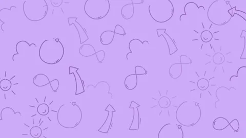 Animated light purple background with abstract symbols and patterns. Stock Footage 318941167
