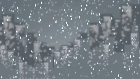 Animated Light Rain Falling Over a Blurred Pixel Art Cityscape Vídeos de archivo 327438016
