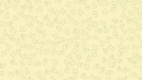 Animated Light Yellow Background with Hand Drawn Love Hearts and Star Shapes Stock-Footage 333488893