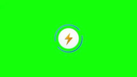 Animated lightning bolt with circular loading progress bar on green screen .. Vidéo 344862796
