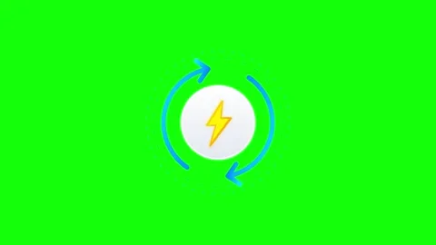 Animated lightning bolt refresh with rotating arrows on green screen reload.. Stock Footage 344862793